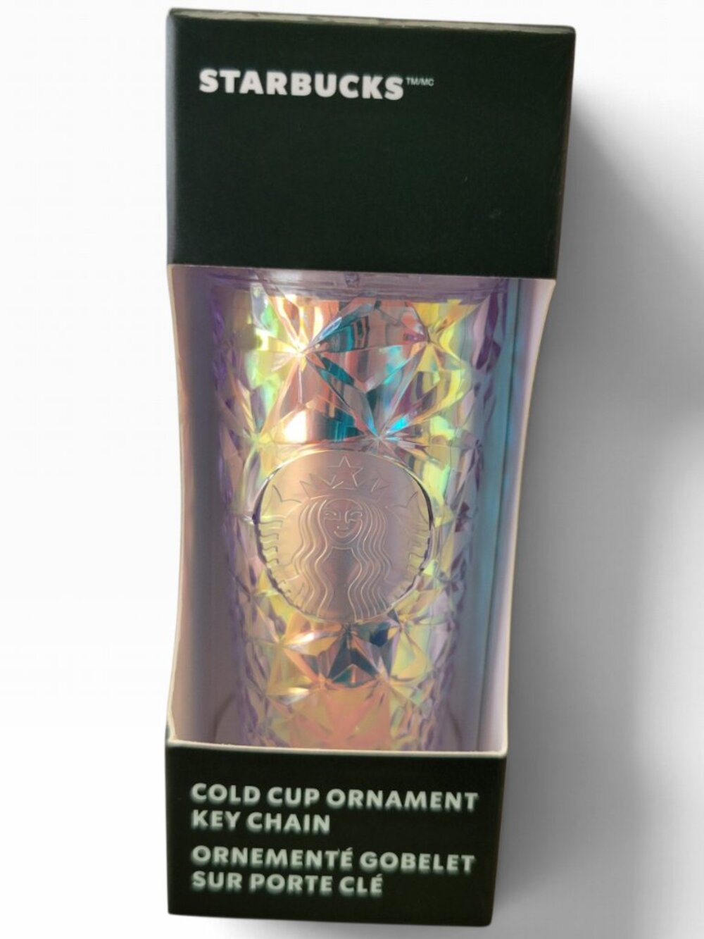 Starbucks Holiday Diamond Iridescent Cold Cup Ornament Keychain